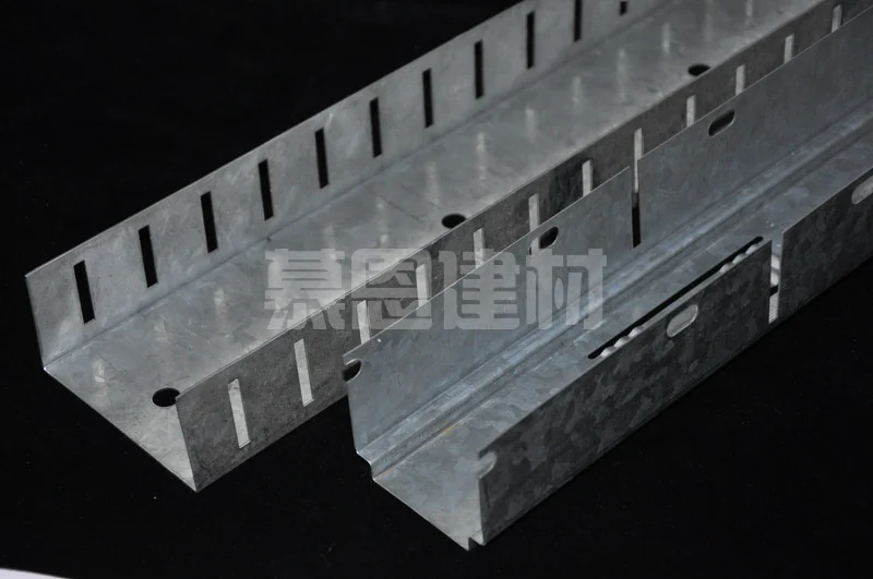 Galvanized metal profiles for interior partitions